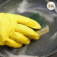 Reusable Dish Washing Gloves, Cleaning Gloves, Gardening, Great for Washing Dish, Kitchen, Car and Bathroom (Large, Yellow, 1 Pair Free size)