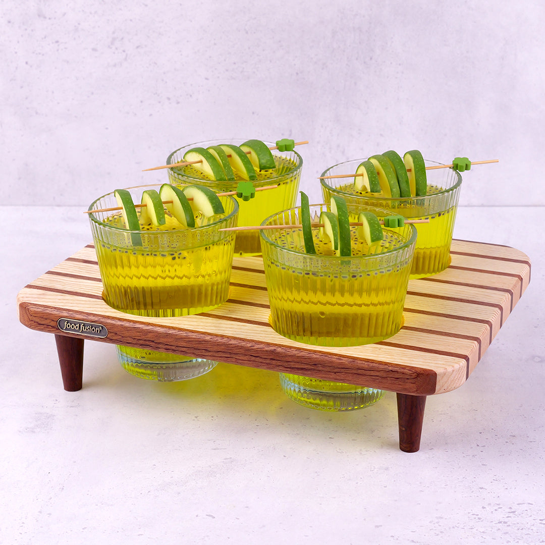 Wooden Glass Tray Set with Glasses