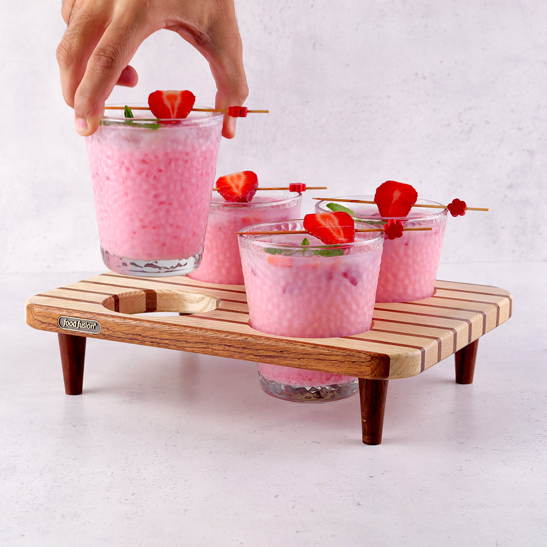 Wooden Glass Tray Set with Glasses