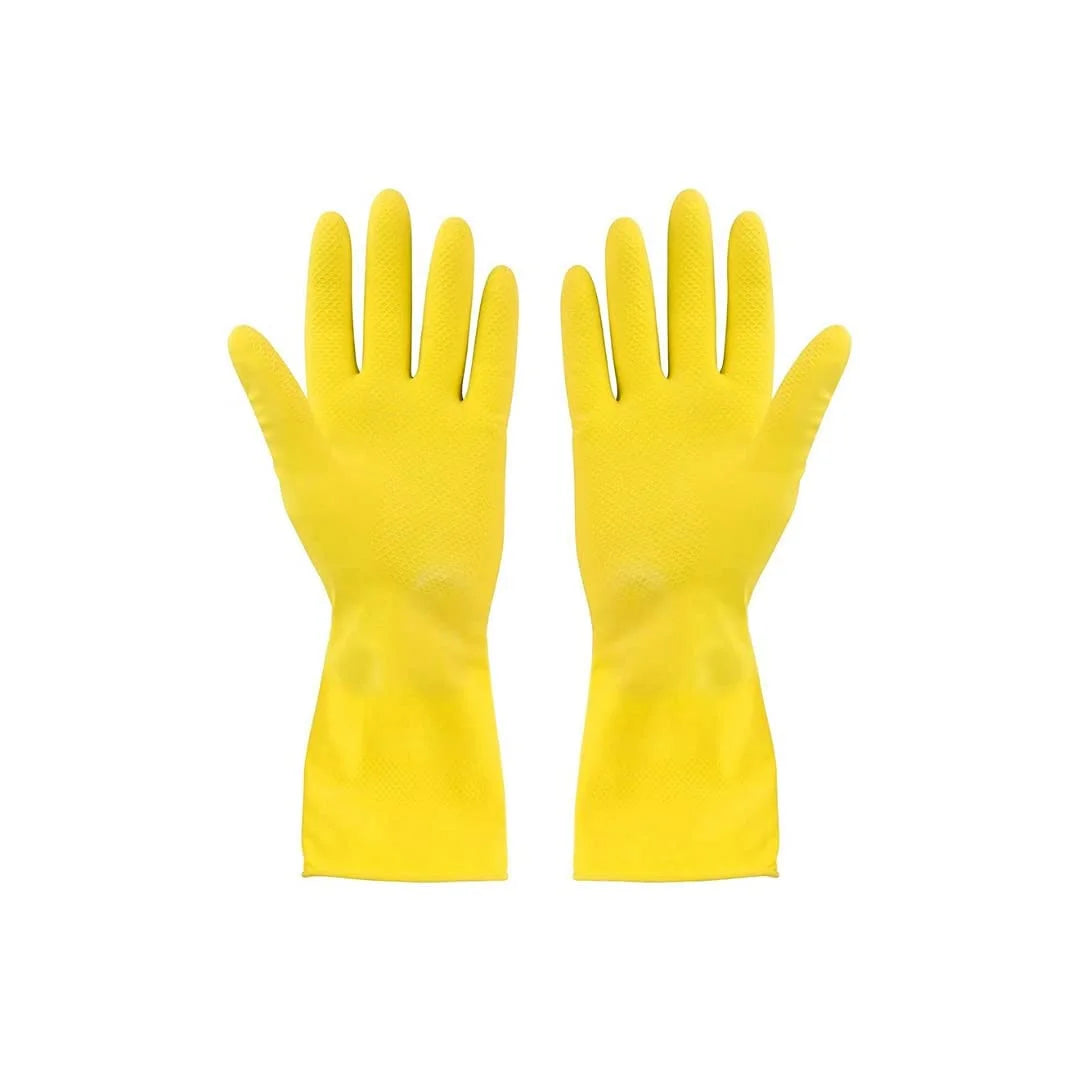 Reusable Dish Washing Gloves, Cleaning Gloves, Gardening, Great for Washing Dish, Kitchen, Car and Bathroom (Large, Yellow, 1 Pair Free size)