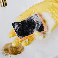 Reusable Dish Washing Gloves, Cleaning Gloves, Gardening, Great for Washing Dish, Kitchen, Car and Bathroom (Large, Yellow, 1 Pair Free size)