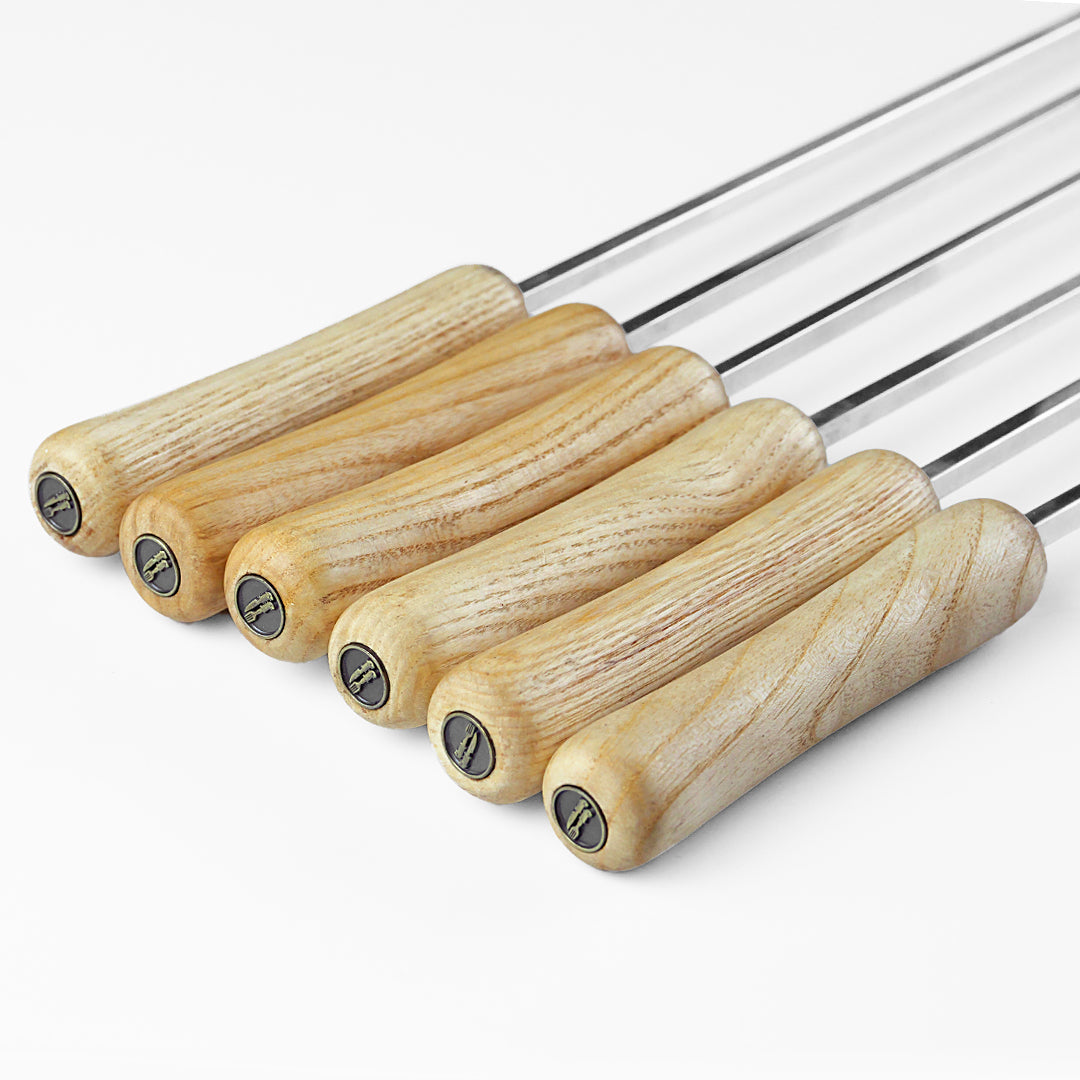 Stainless Steel BBQ Skewers with Stylish Wooden Handel - Food Fusion Branded