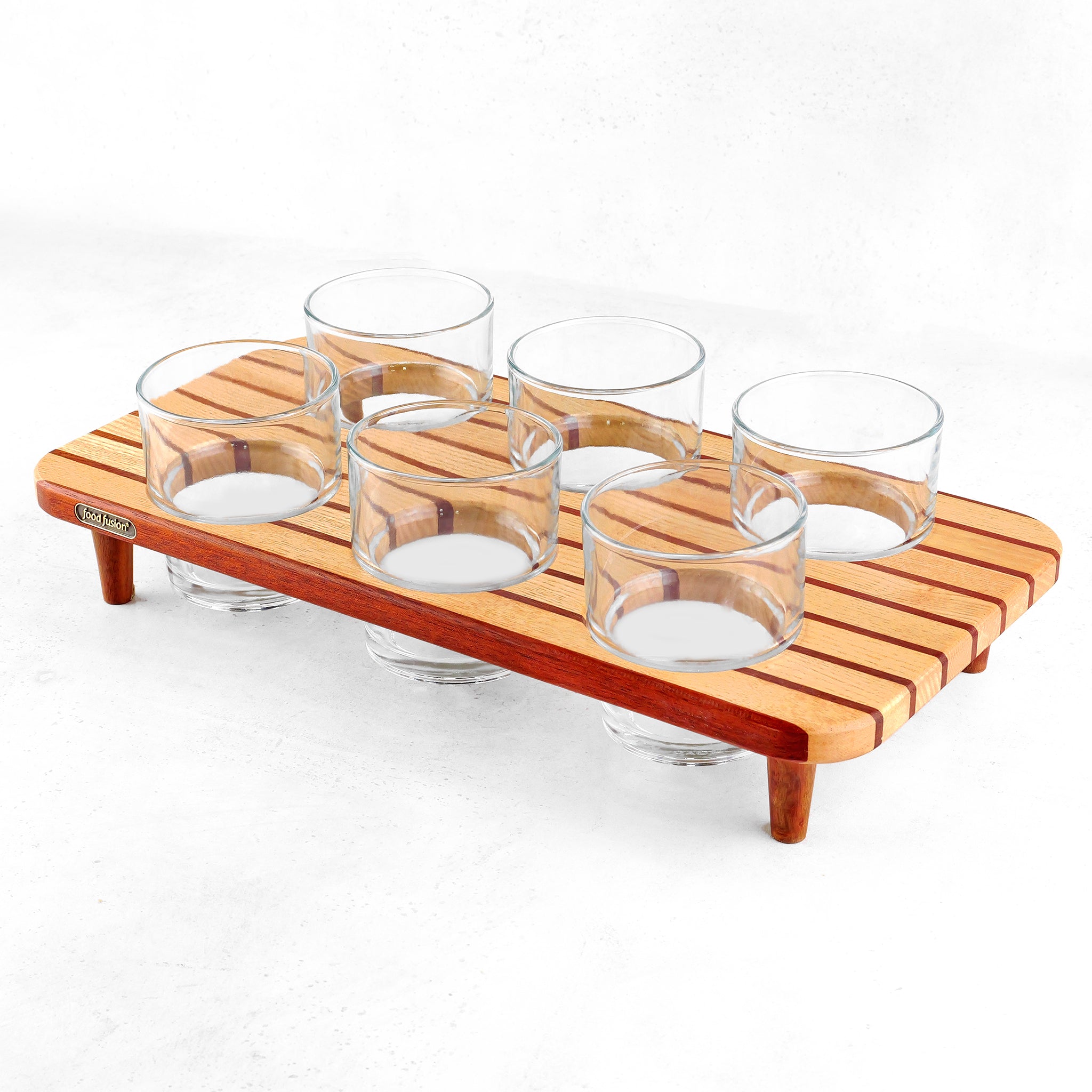 Wooden Glass Tray Set with Glasses