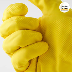 Reusable Dish Washing Gloves, Cleaning Gloves, Gardening, Great for Washing Dish, Kitchen, Car and Bathroom (Large, Yellow, 1 Pair Free size)