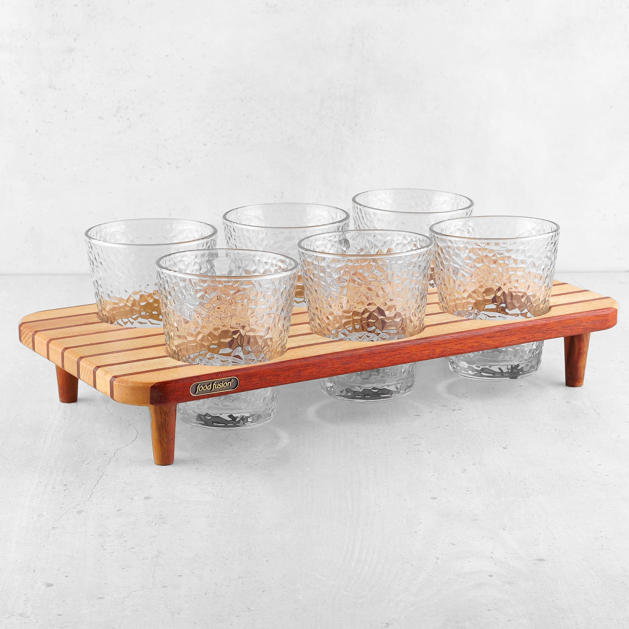 Wooden Glass Tray Set with Glasses