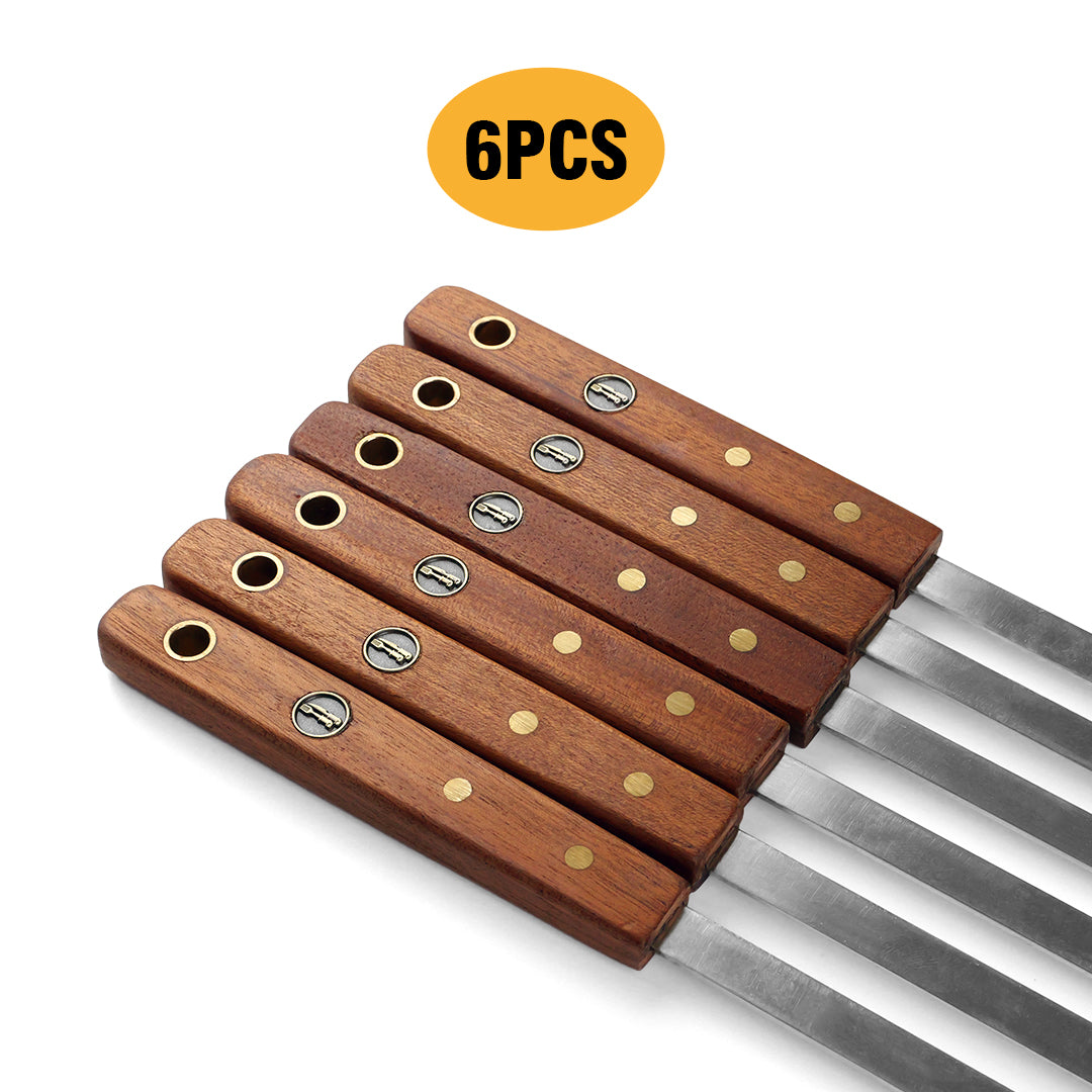 Stainless Steel BBQ Skewers with Stylish Wooden Handel - Food Fusion Branded
