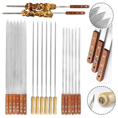 Stainless Steel BBQ Skewers with Stylish Wooden Handel - Food Fusion Branded